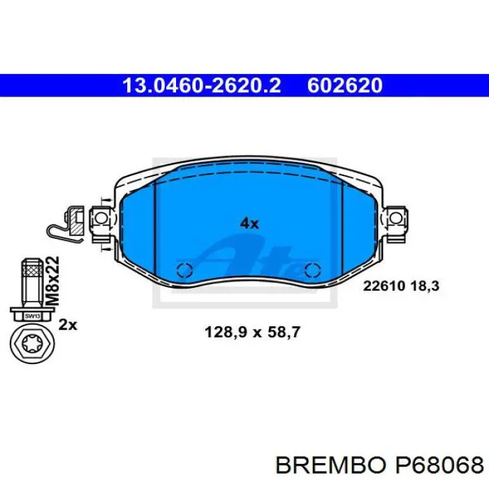 Передние тормозные колодки P68068 Brembo