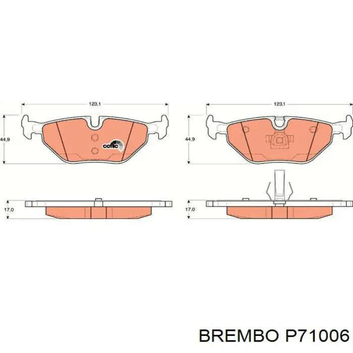 Задние дисковые колодки Brembo P71006