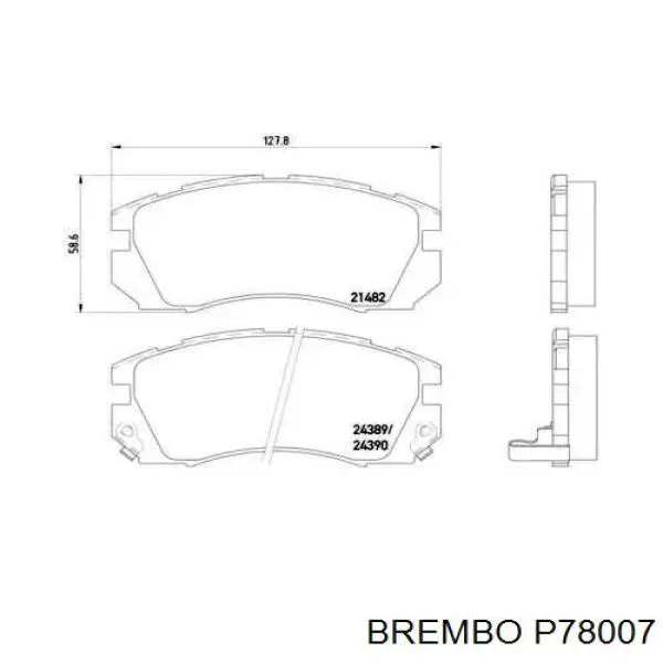 P78007 Brembo колодки тормозные передние дисковые