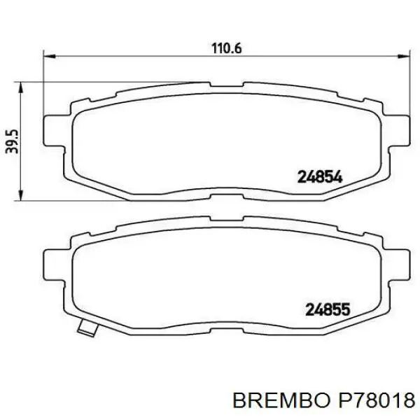 Задние тормозные колодки P78018 Brembo