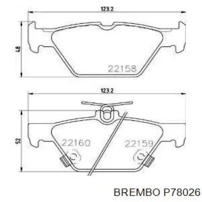 Задние тормозные колодки P78026 Brembo