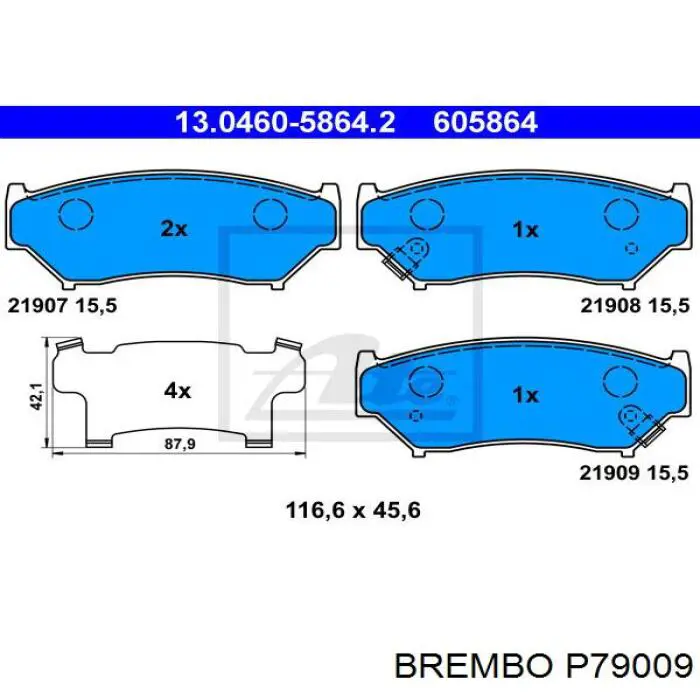 Купить P79009 Brembo Колодки тормозные