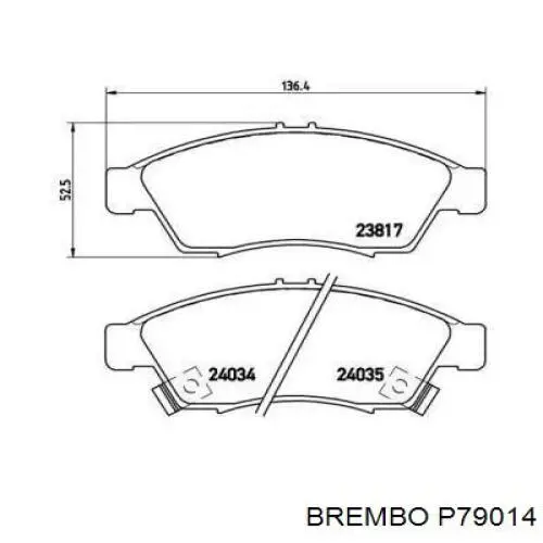 Передние тормозные колодки P79014 Brembo