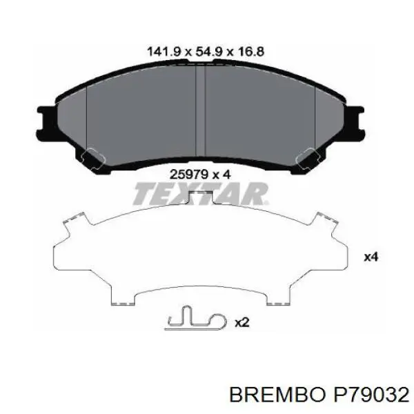 P79032 Brembo sapatas do freio dianteiras de disco