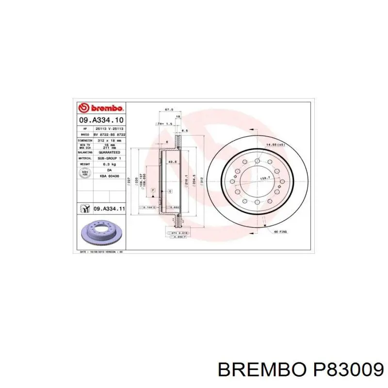 P83009 Brembo Колодки передние