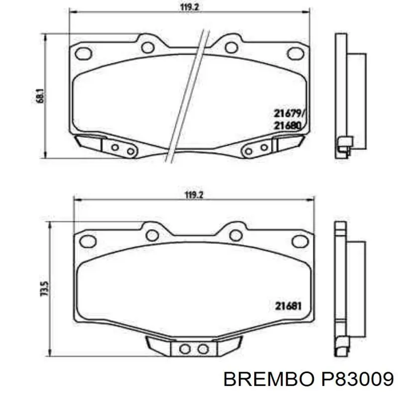 Передние тормозные колодки P83009 Brembo