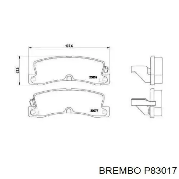 Задние тормозные колодки P83017 Brembo