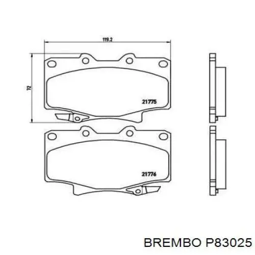 P83025 Brembo колодки тормозные передние дисковые