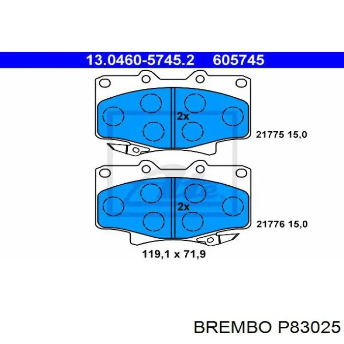 Передние тормозные колодки P83025 Brembo