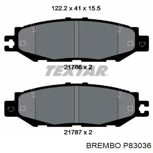 P83036 Brembo Колодки тормозные дисковые комплект
