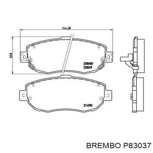 Передние тормозные колодки P83037 Brembo