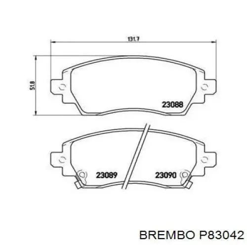 P83042 Brembo колодки тормозные передние дисковые