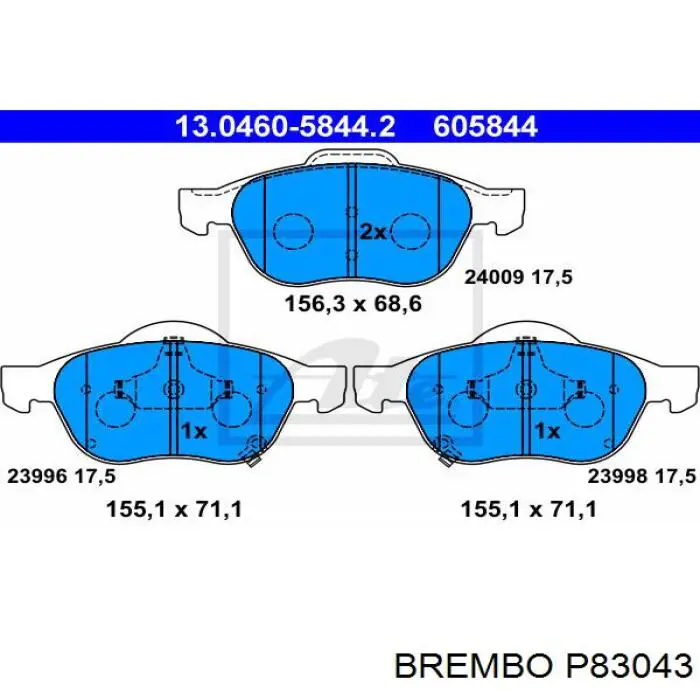 Pastillas de freno delanteras P83043 Brembo