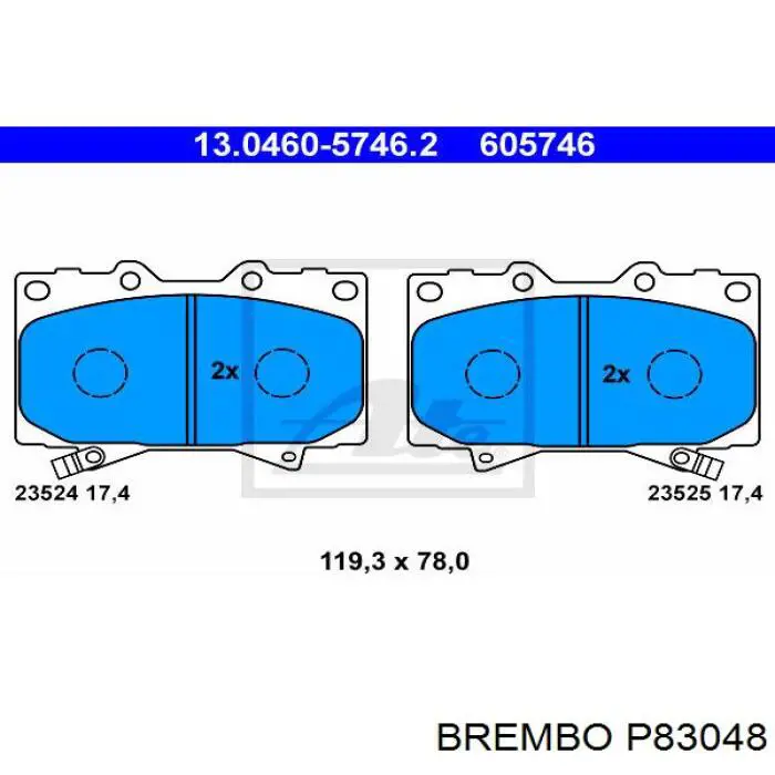 Передние тормозные колодки P83048 Brembo