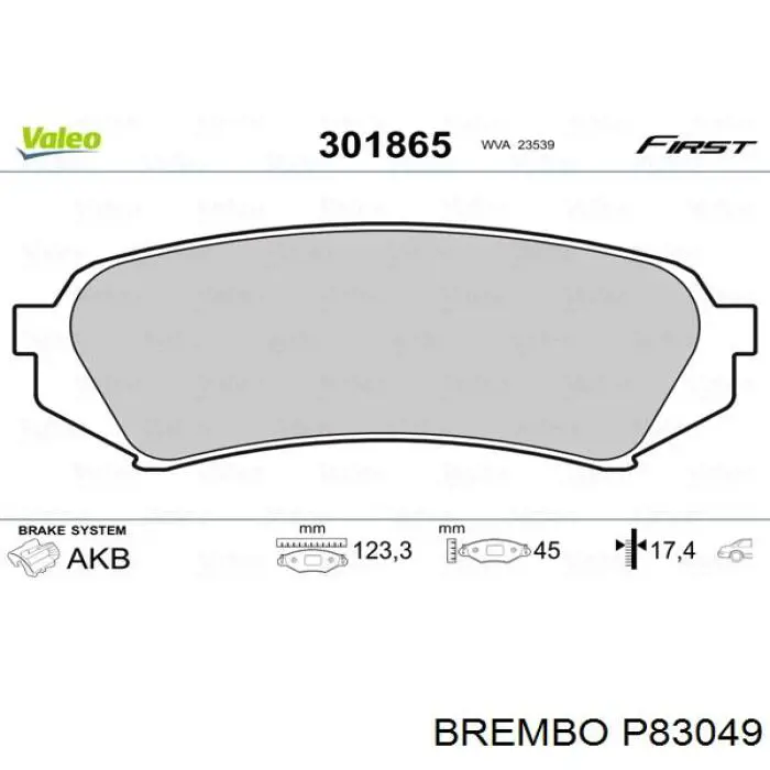 Задние дисковые колодки Brembo P83049