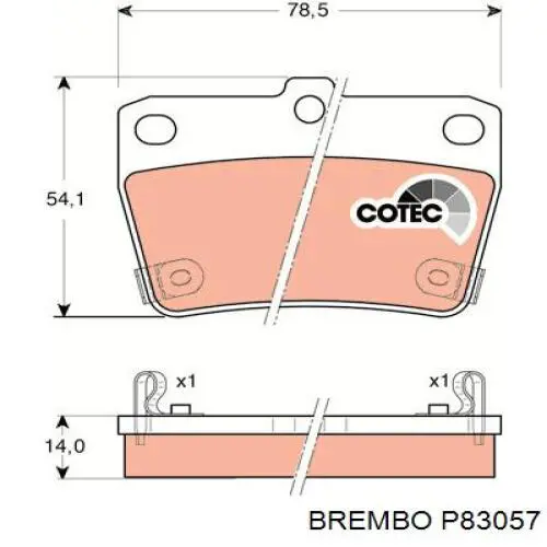 Задние дисковые колодки Brembo P83057