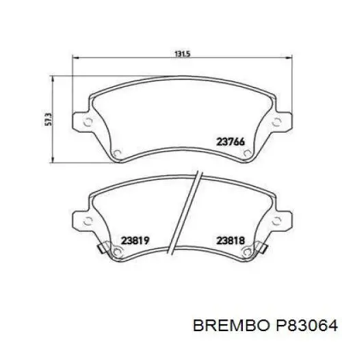 Тормозные колодки Brembo P83064