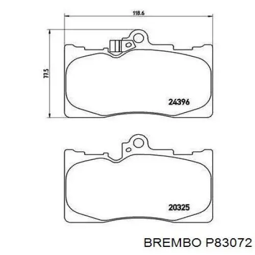 P83072 Brembo Колодки передние