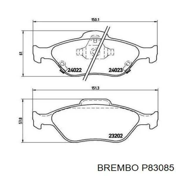 Передние тормозные колодки P83085 Brembo
