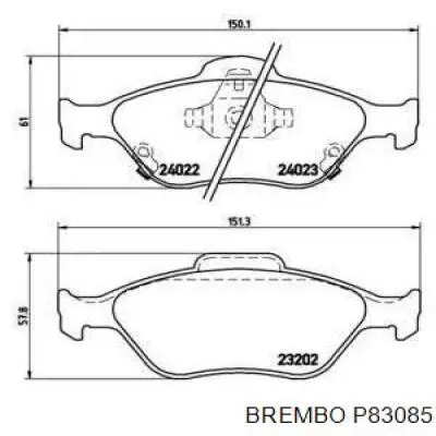 Купить P83085 Brembo Колодки тормозные