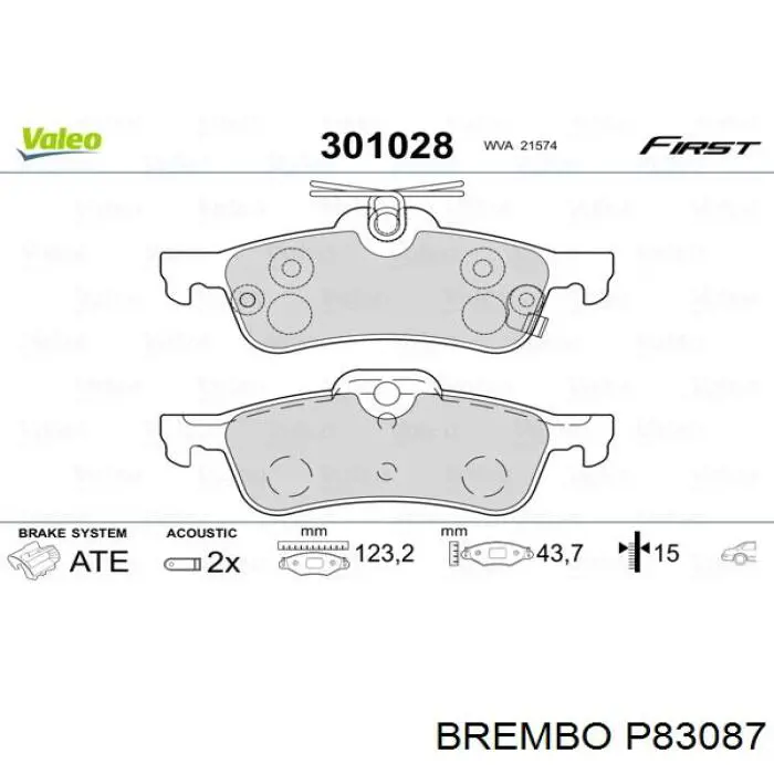 Задние тормозные колодки P83087 Brembo