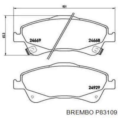 Тормозные колодки Brembo P83109