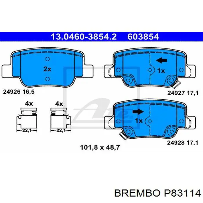 Задние тормозные колодки P83114 Brembo