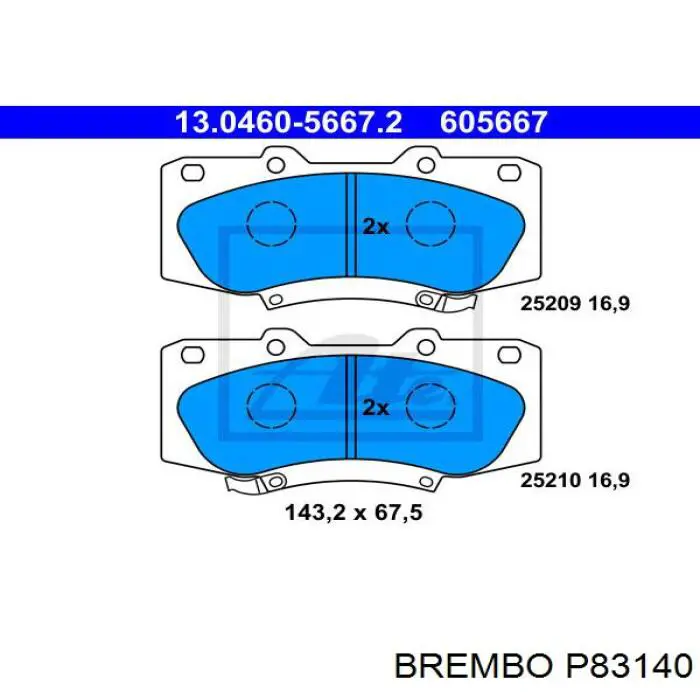 Передние тормозные колодки P83140 Brembo