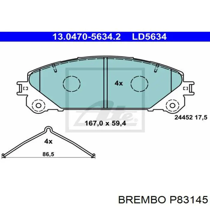 Купить P83145 Brembo Колодки тормозные
