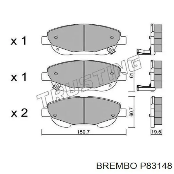 Передние тормозные колодки P83148 Brembo