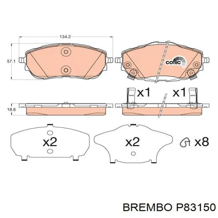 Передние тормозные колодки P83150 Brembo