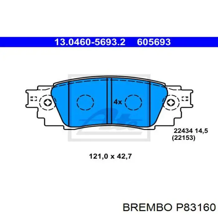 P83160 Brembo sapatas do freio traseiras de disco