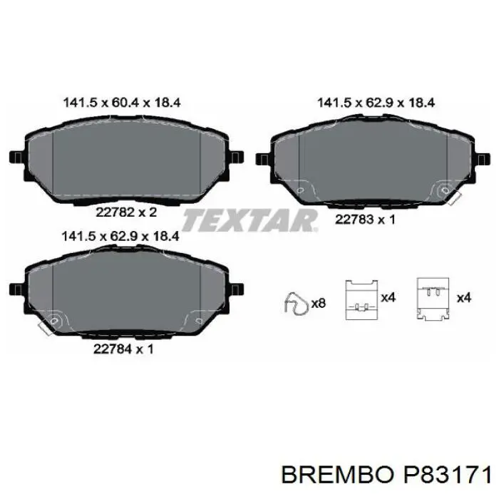 P83171 Brembo sapatas do freio dianteiras de disco