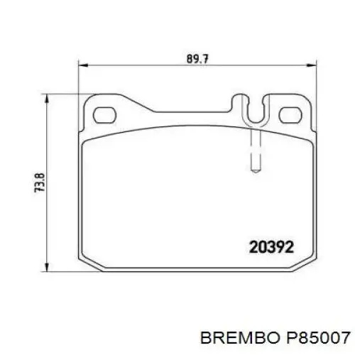 P 85 007 Brembo колодки тормозные передние дисковые