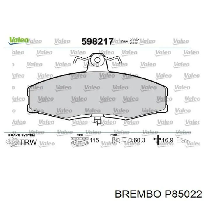 Купить P85022 Brembo Колодки тормозные