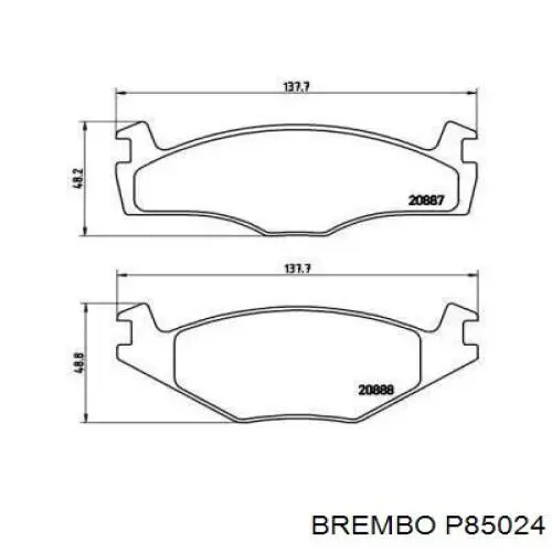 P85024 Brembo колодки тормозные передние дисковые