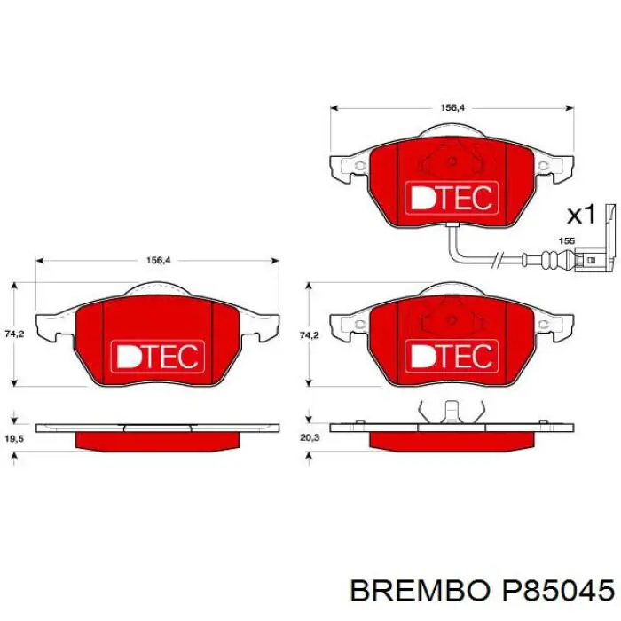 Передние тормозные колодки P85045 Brembo