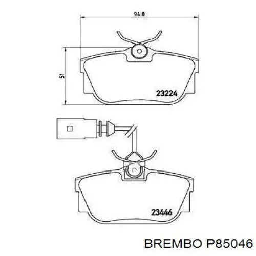P85046 Brembo колодки тормозные задние дисковые