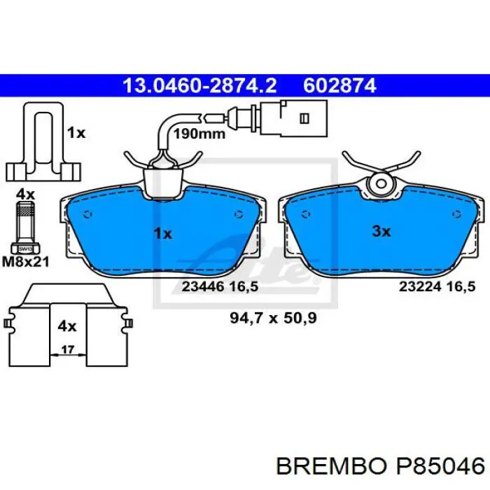 Задние тормозные колодки P85046 Brembo