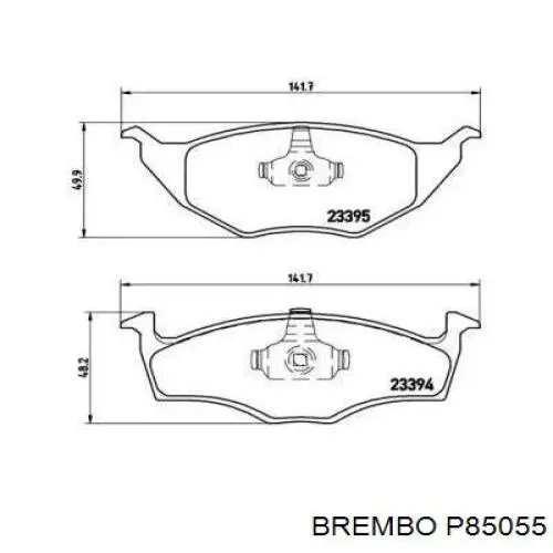 P85055 Brembo колодки тормозные передние дисковые