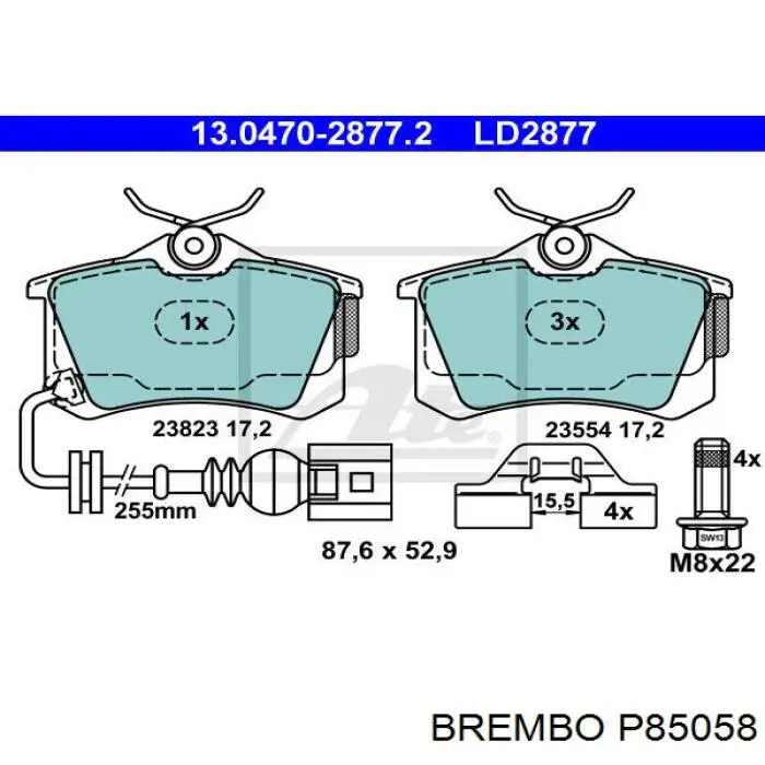 Купить P85058 Brembo Колодки тормозные задние, дисковые