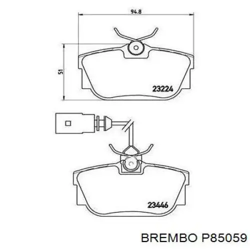 P85059 Brembo Колодки тормозные дисковые комплект