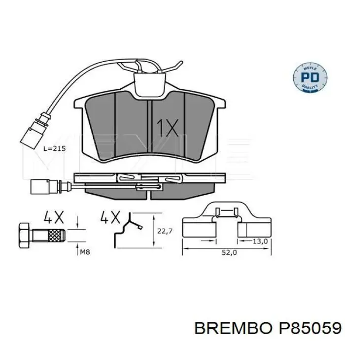 Колодки дисковые  Brembo P85059 цена, от 17.74 USD