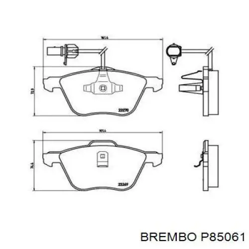 P85061 Brembo колодки тормозные передние дисковые