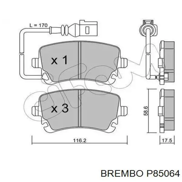 Купить P85064 Brembo Колодки тормозные задние, дисковые