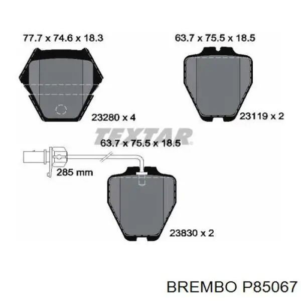 Купить P85067 Brembo Колодки тормозные