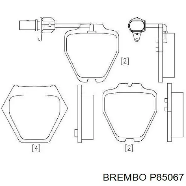 Колодки тормозные передние дисковые Brembo P85067