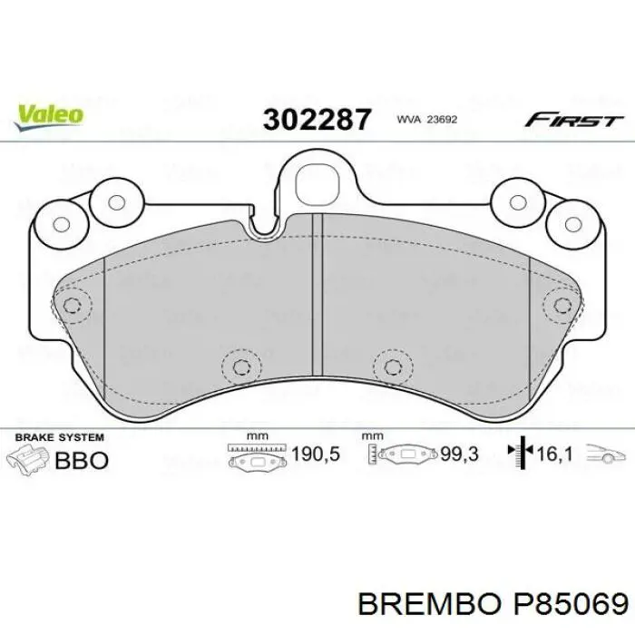 Колодки Brembo P85069 цена, от 64.05 USD