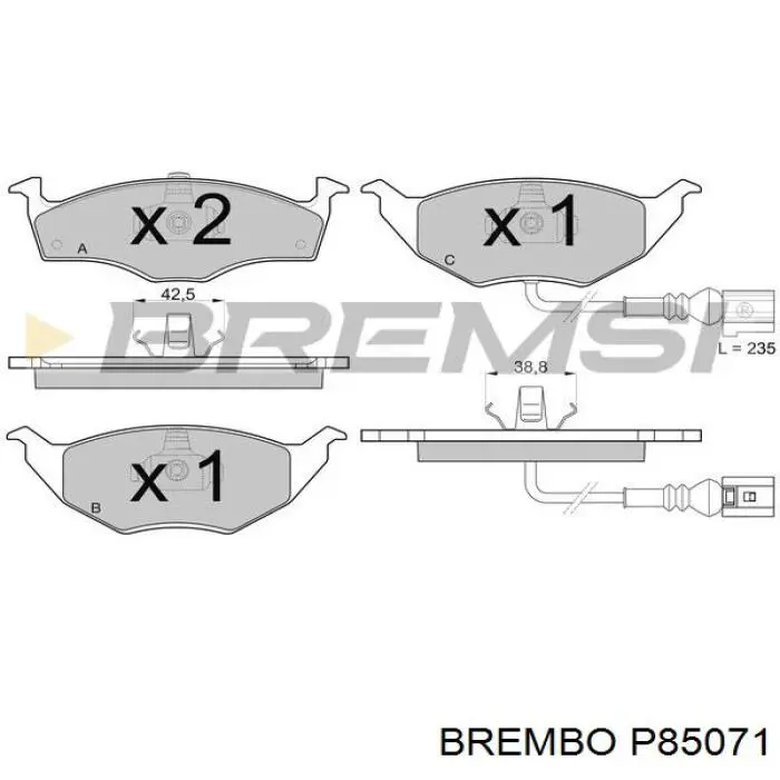 P85071 Brembo Колодки передние