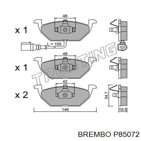 Купить P85072 Brembo Колодки тормозные